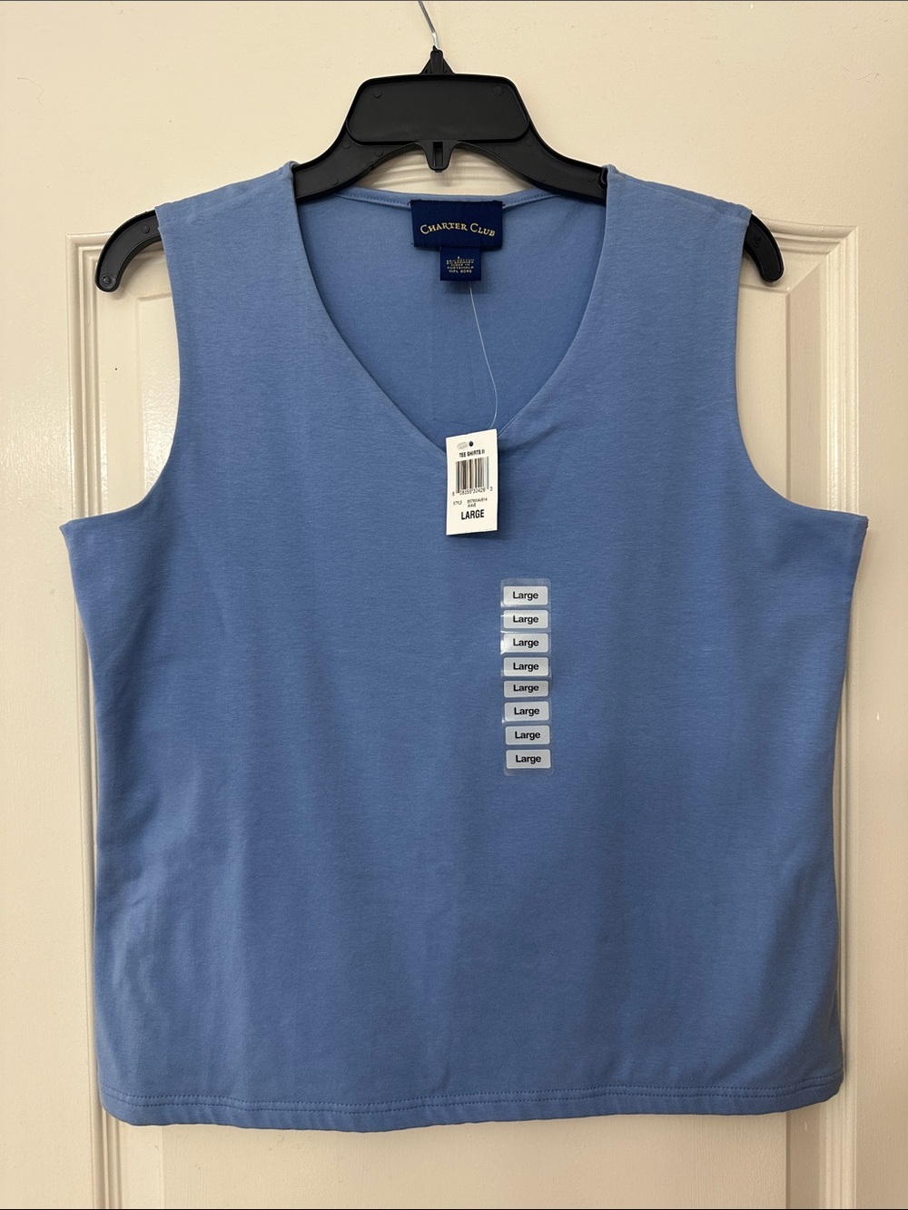Charter Club Sleeveless V-Neck Tank Top - Light Blue